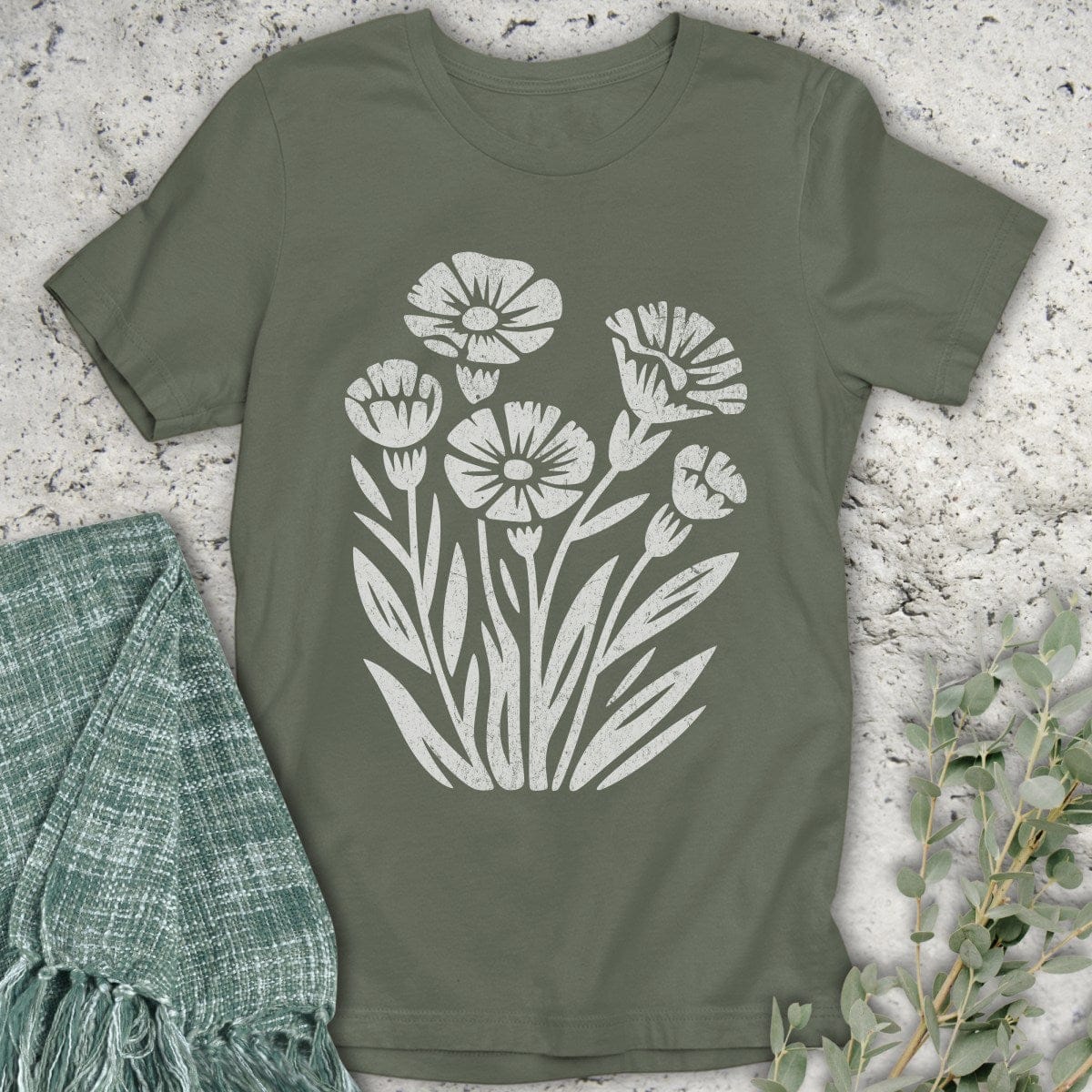 Stepping Green T-Shirt Blooming Wildflower Organic T-Shirt