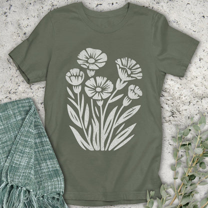 Stepping Green T-Shirt Blooming Wildflower Organic T-Shirt
