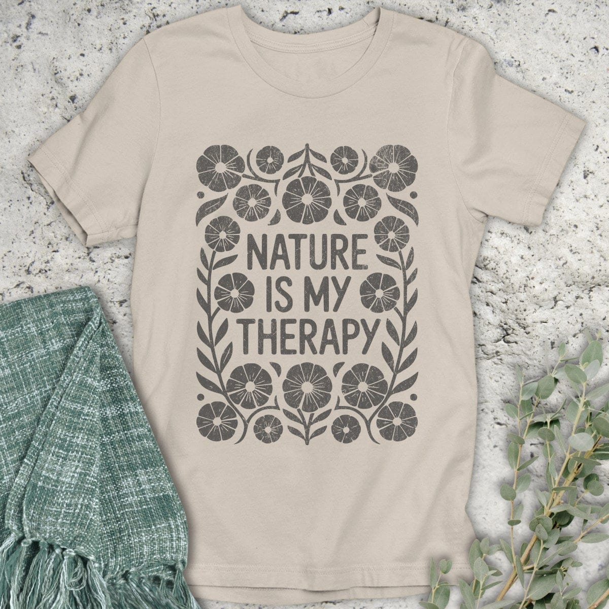 Stepping Green T-Shirt Boho Nature is My Therapy Organic T-Shirt