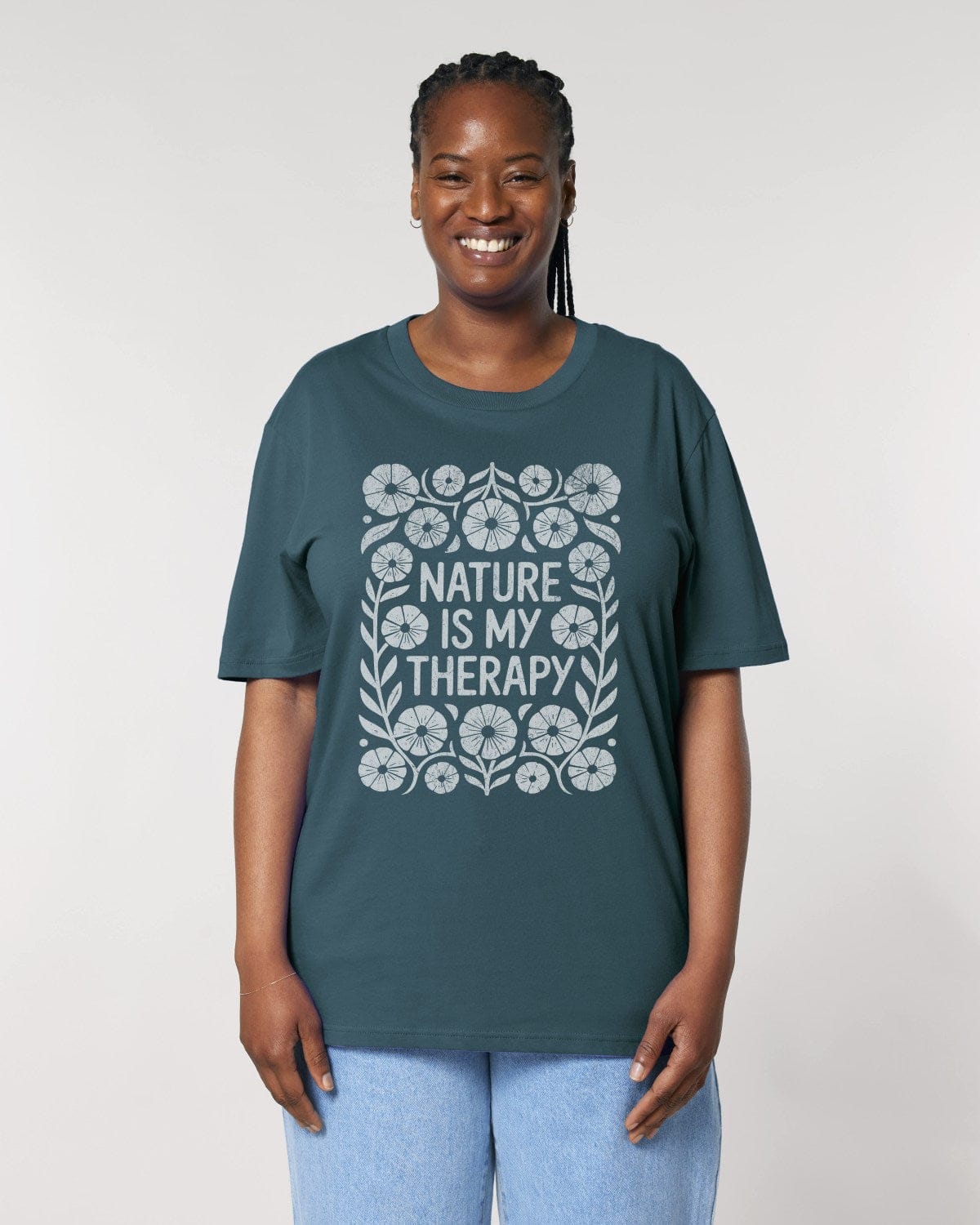 Stepping Green T-Shirt Boho Nature is My Therapy Organic T-Shirt