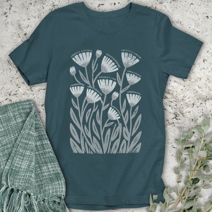 Stepping Green T-Shirt Boho Wildflower 2-Tone Organic T-Shirt