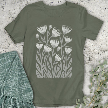 Stepping Green T-Shirt Boho Wildflower 2-Tone Organic T-Shirt