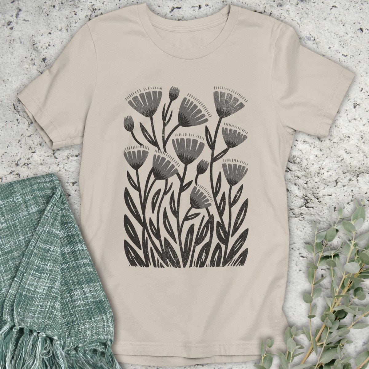 Stepping Green T-Shirt Boho Wildflower 2-Tone Organic T-Shirt