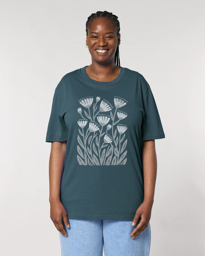 Stepping Green T-Shirt Boho Wildflower 2-Tone Organic T-Shirt