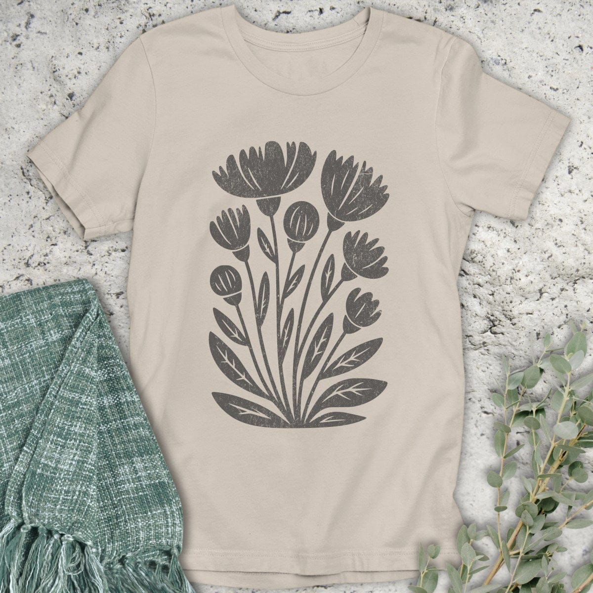 Stepping Green T-Shirt Boho Wildflower Organic T-Shirt