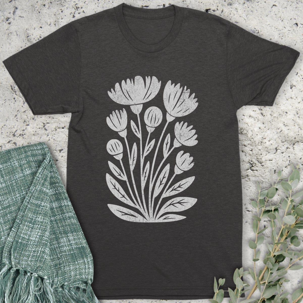 Stepping Green T-Shirt Boho Wildflower Organic T-Shirt