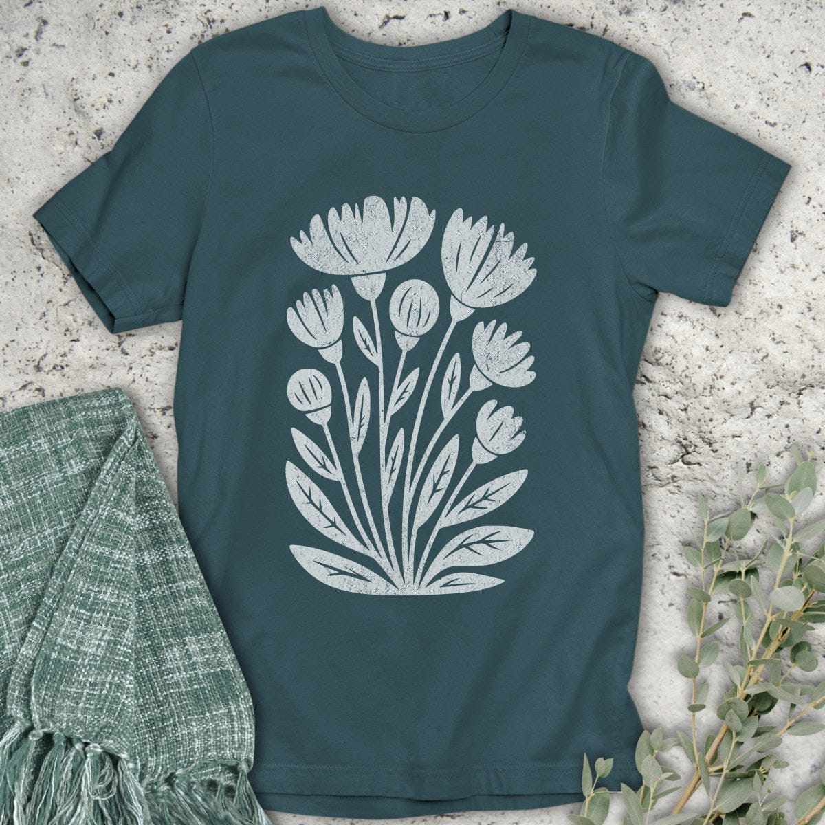 Stepping Green T-Shirt Boho Wildflower Organic T-Shirt