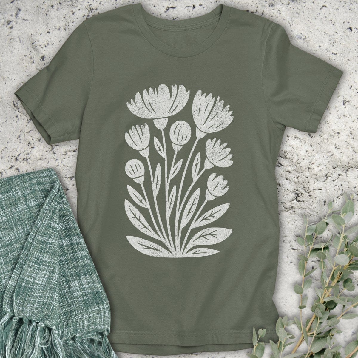 Stepping Green T-Shirt Boho Wildflower Organic T-Shirt