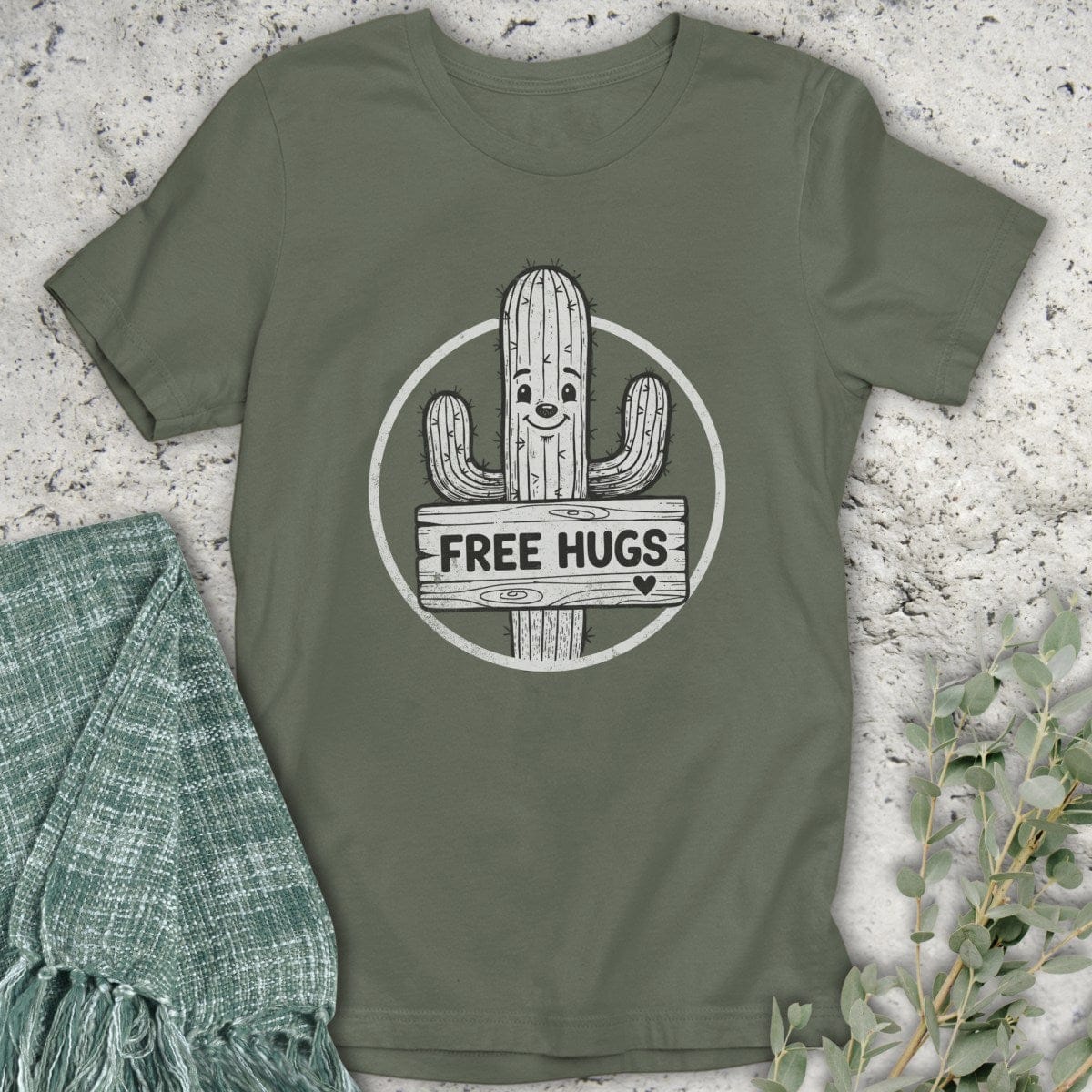 Stepping Green T-Shirt Cactus Hugs Organic T-Shirt