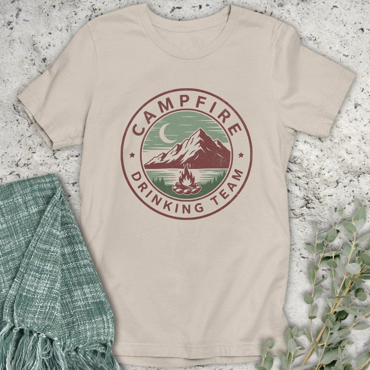 Stepping Green T-Shirt Campfire Drinking Team Badge Organic T-Shirt