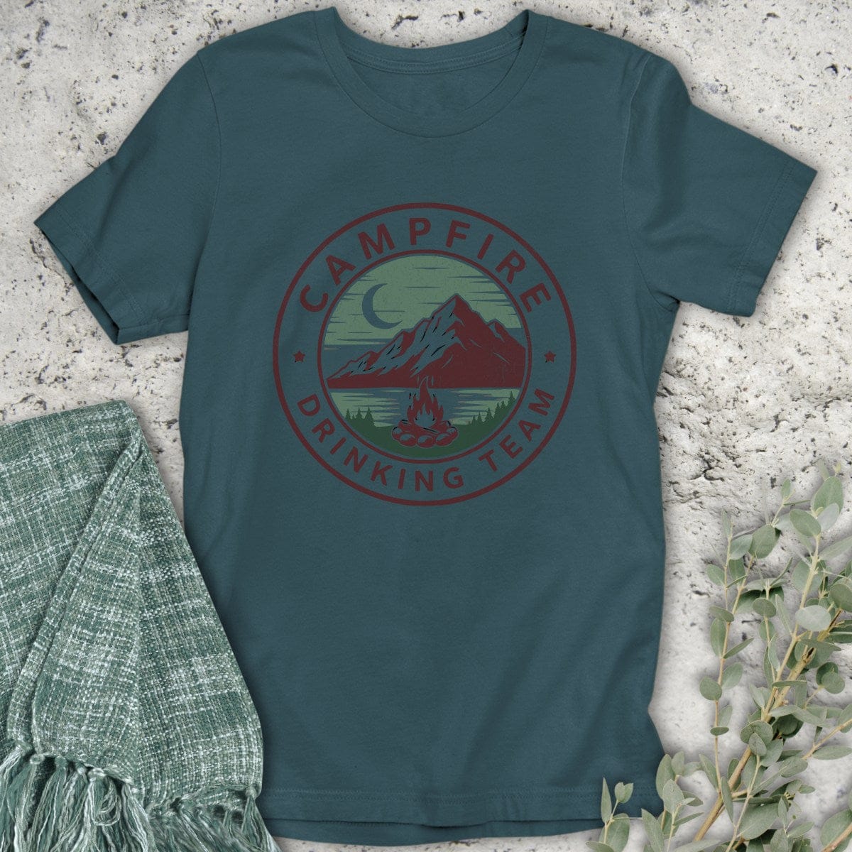 Stepping Green T-Shirt Campfire Drinking Team Badge Organic T-Shirt