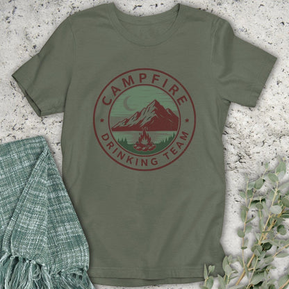 Stepping Green T-Shirt Campfire Drinking Team Badge Organic T-Shirt