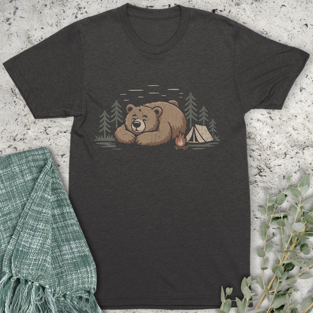 Stepping Green T-Shirt Camping Bear Organic T-Shirt