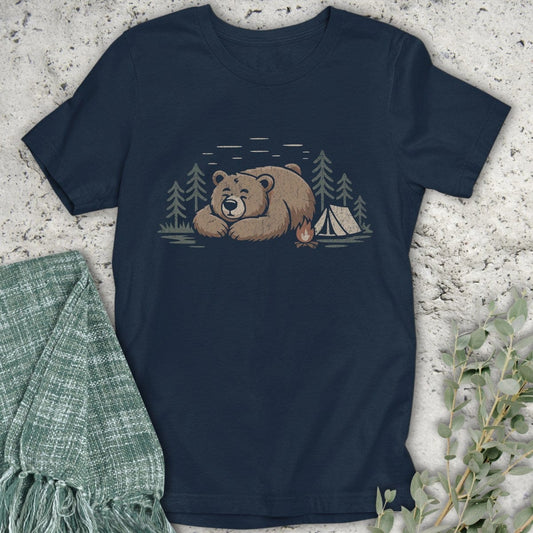 Stepping Green T-Shirt Camping Bear T-Shirt