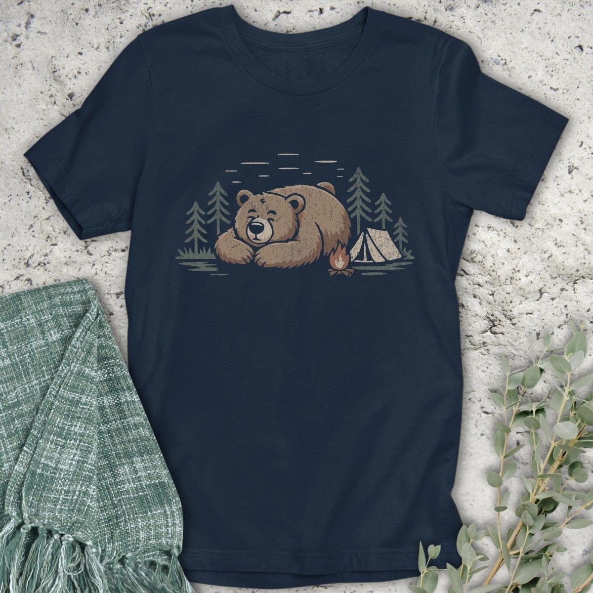Stepping Green T-Shirt Camping Bear T-Shirt