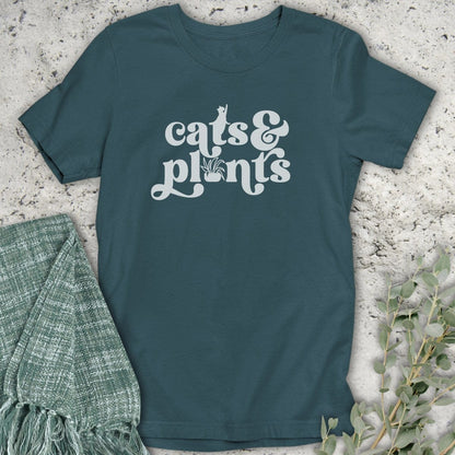 Stepping Green T-Shirt Cats and Plants Organic T-Shirt