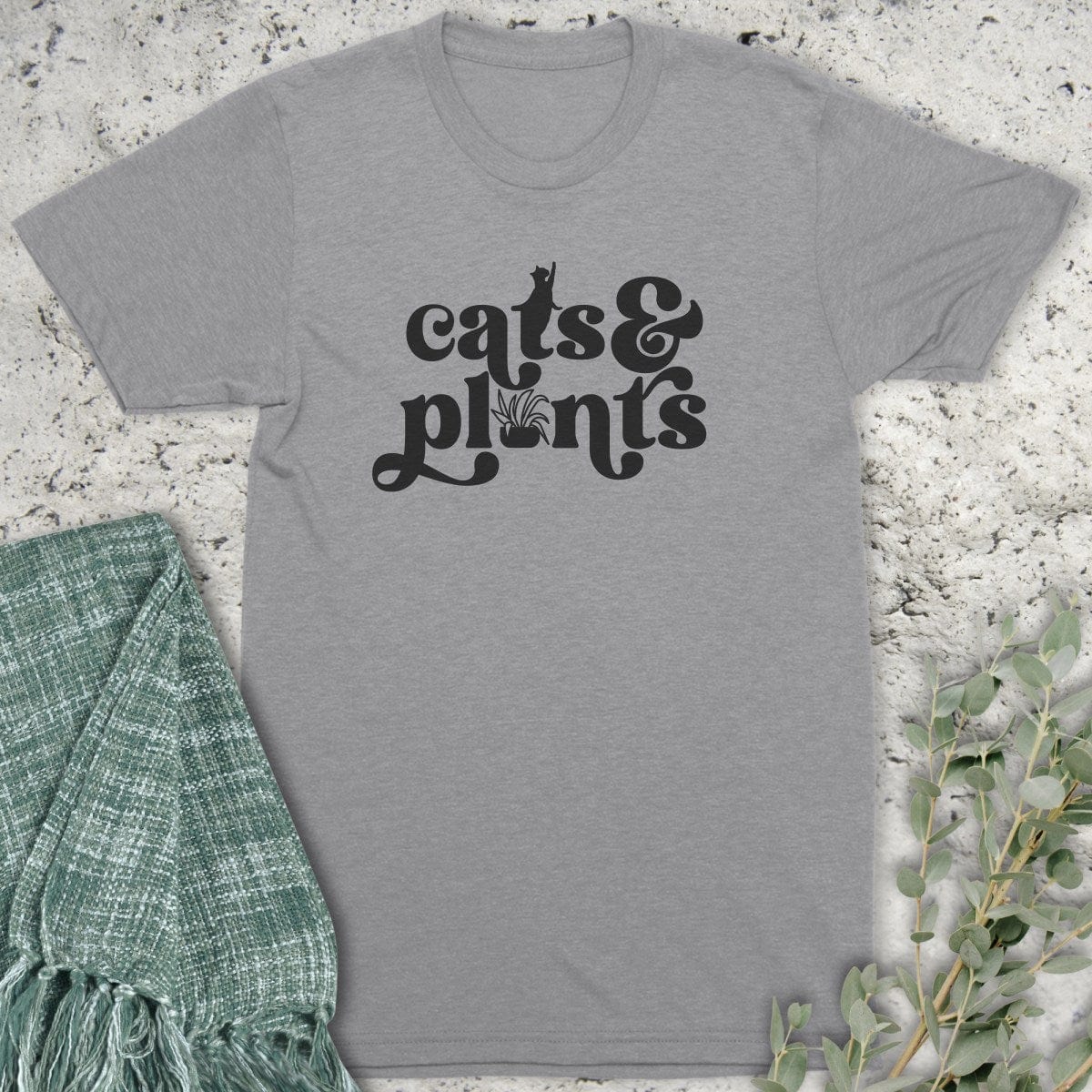 Stepping Green T-Shirt Cats and Plants T-Shirt