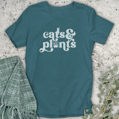 Stepping Green T-Shirt Cats and Plants T-Shirt