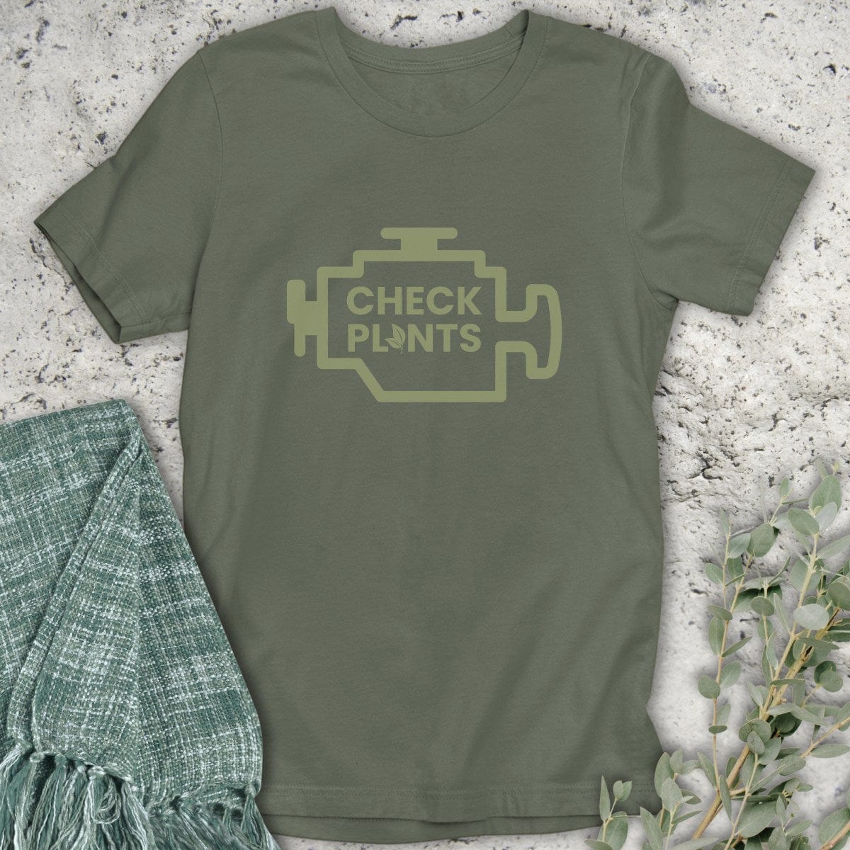 Stepping Green T-Shirt Check Plants T-Shirt