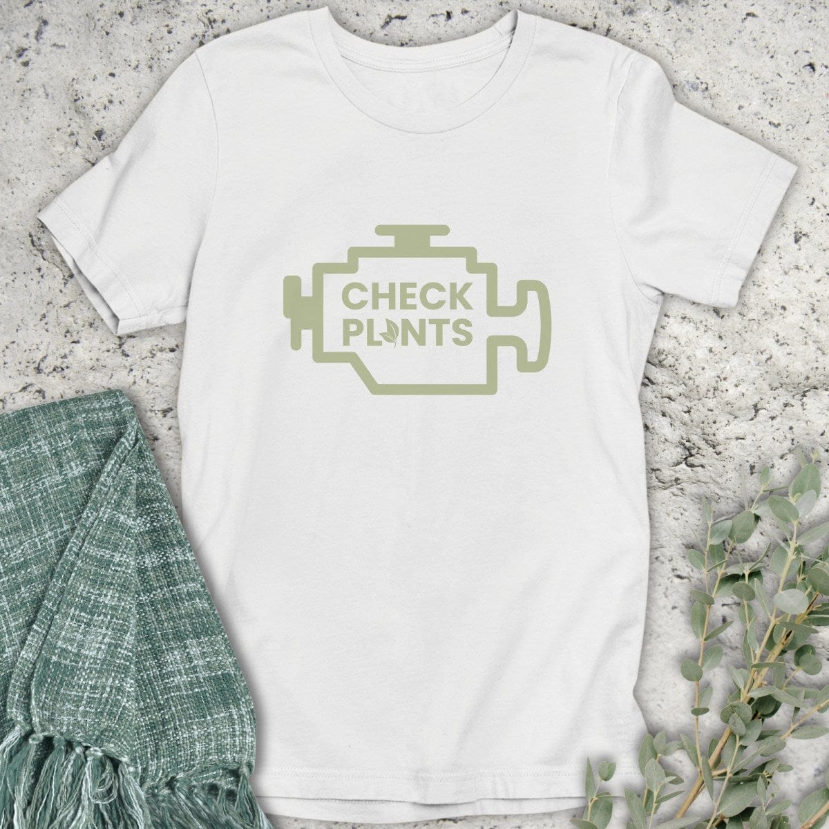 Stepping Green T-Shirt Check Plants T-Shirt