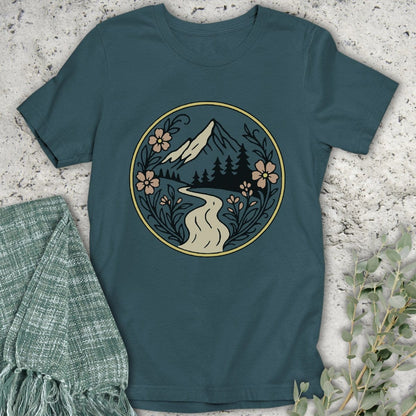 Stepping Green T-Shirt Circle Mountain Organic T-Shirt