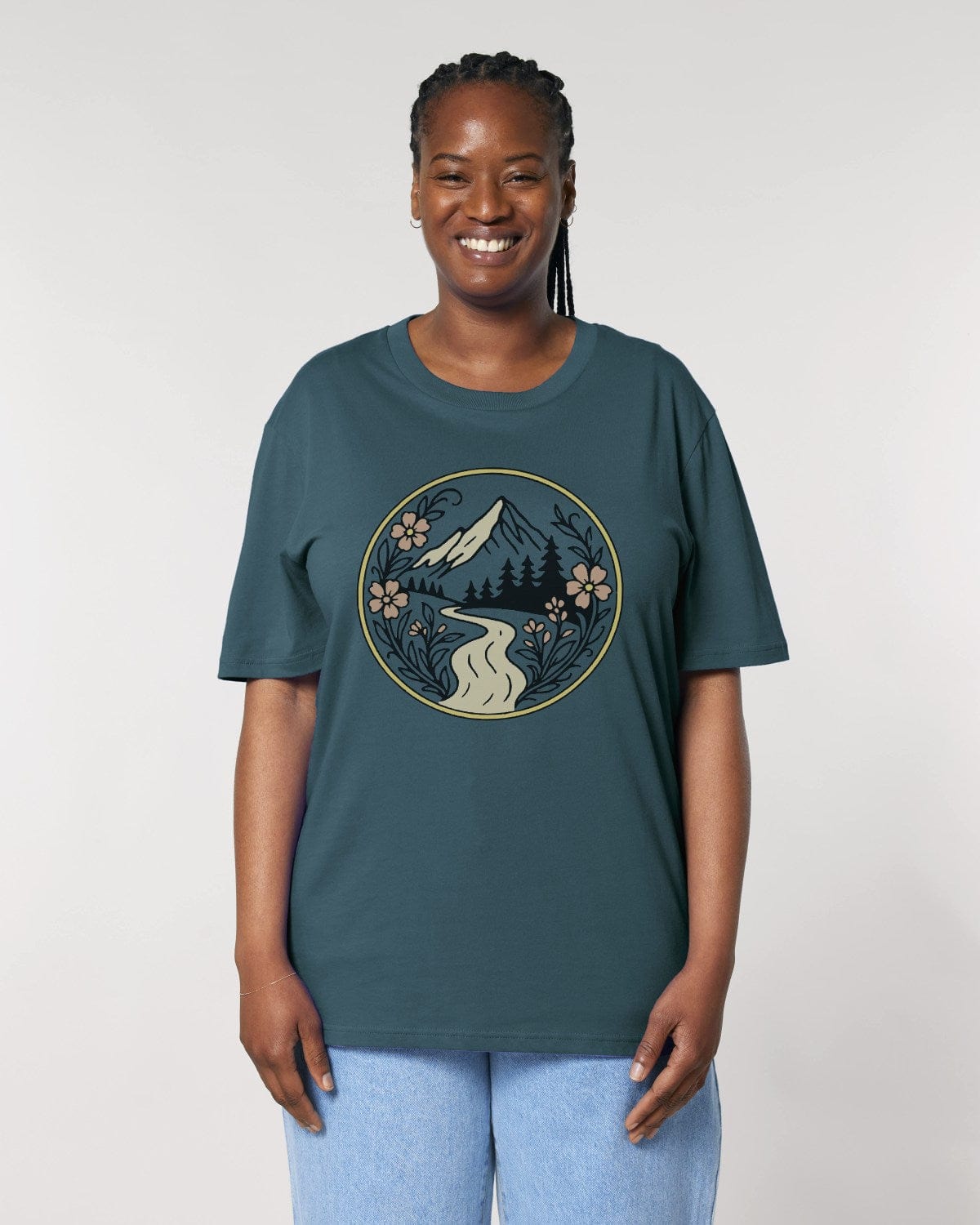Stepping Green T-Shirt Circle Mountain T-Shirt