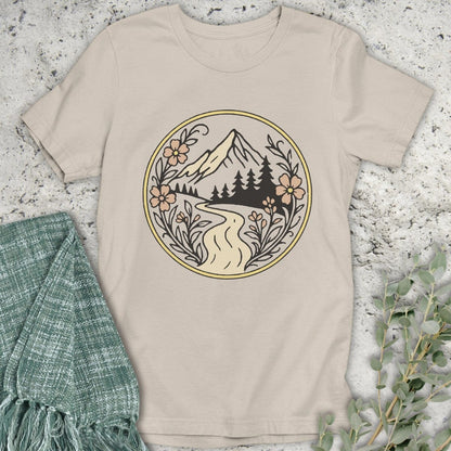 Stepping Green T-Shirt Circle Mountain T-Shirt