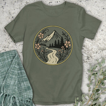 Stepping Green T-Shirt Circle Mountain T-Shirt