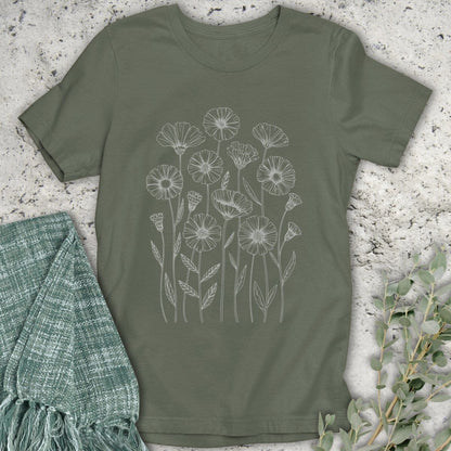 Stepping Green T-Shirt Delicate Wildflower Organic T-Shirt