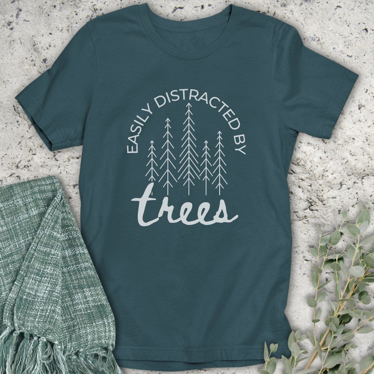 Stepping Green T-Shirt Distracted by Trees Organic T-Shirt