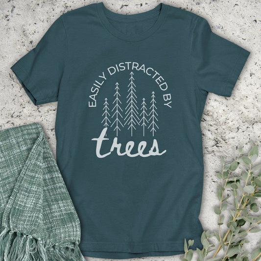 Stepping Green T-Shirt Distracted by Trees Organic T-Shirt