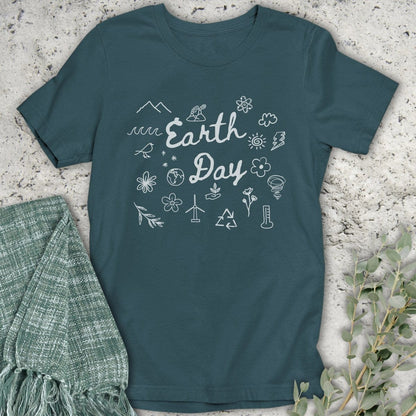 Stepping Green T-Shirt Doodle Earth Day Organic T-Shirt