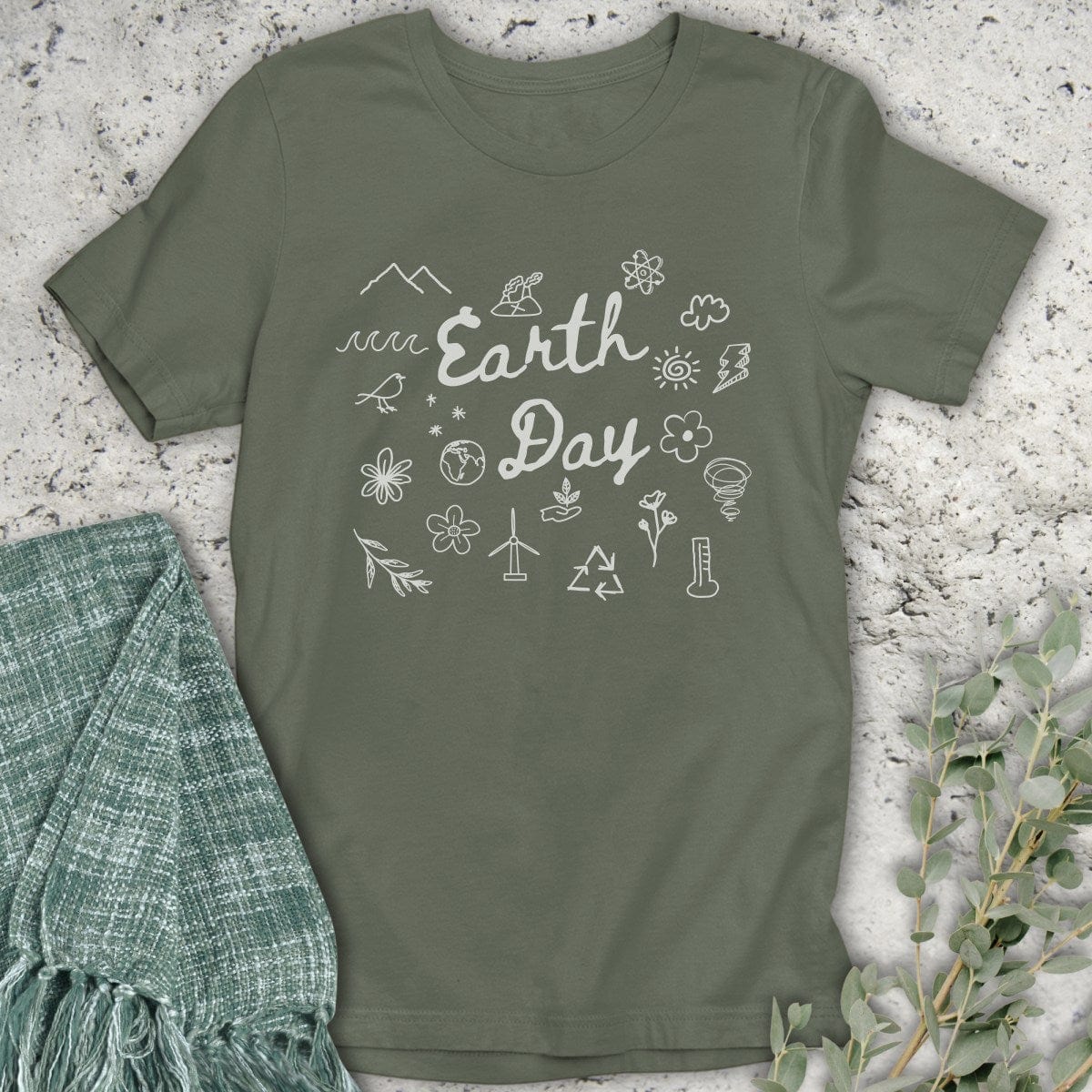 Stepping Green T-Shirt Doodle Earth Day T-Shirt