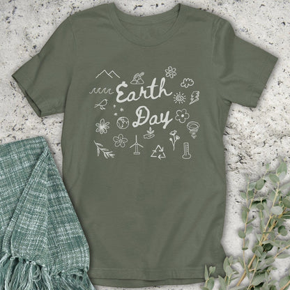 Stepping Green T-Shirt Doodle Earth Day T-Shirt