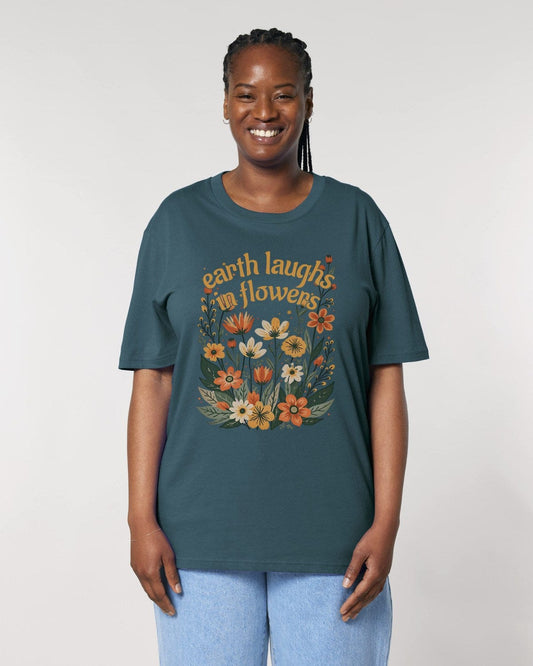 Stepping Green T-Shirt Earth Laughs Boho Organic T-Shirt