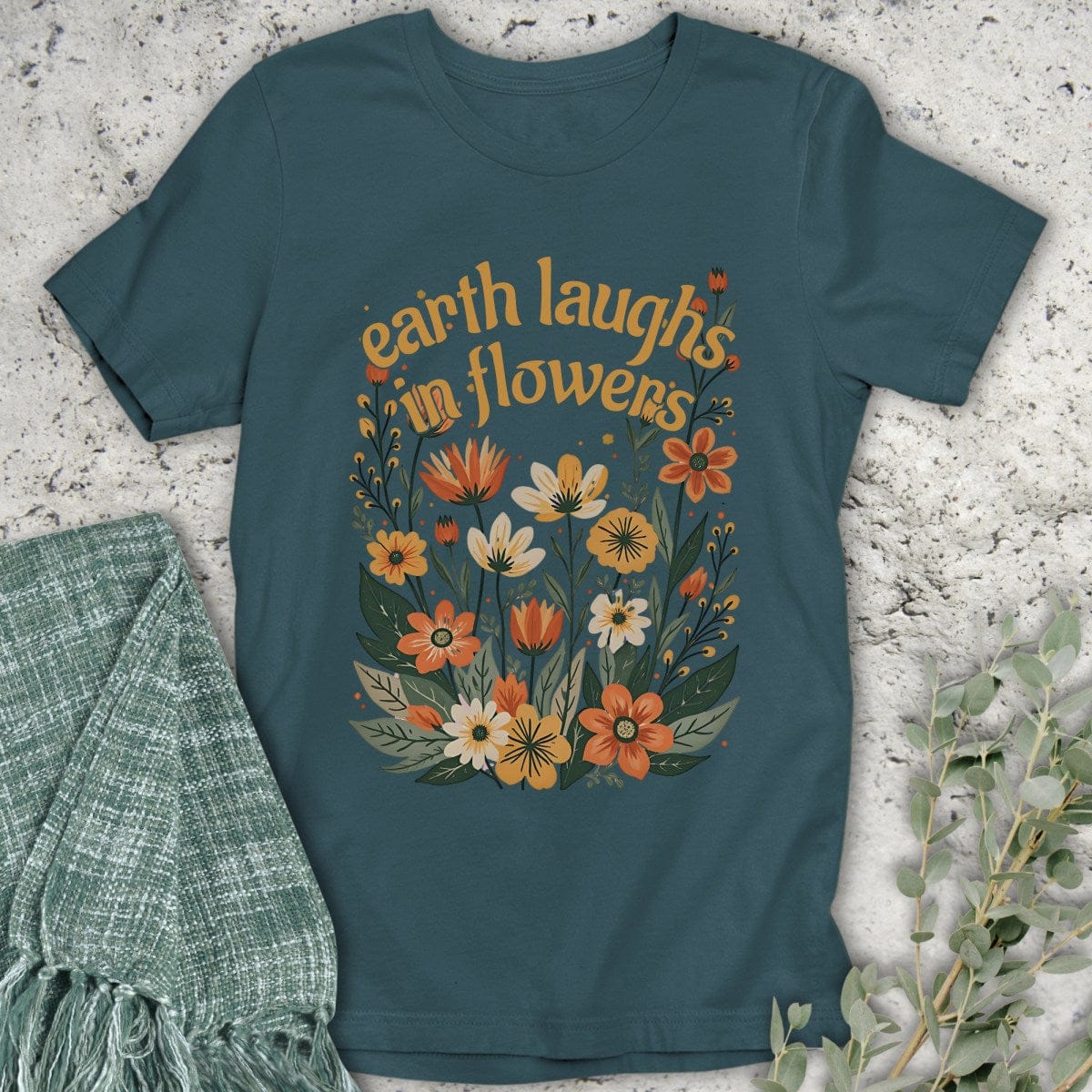 Stepping Green T-Shirt Earth Laughs Boho Organic T-Shirt