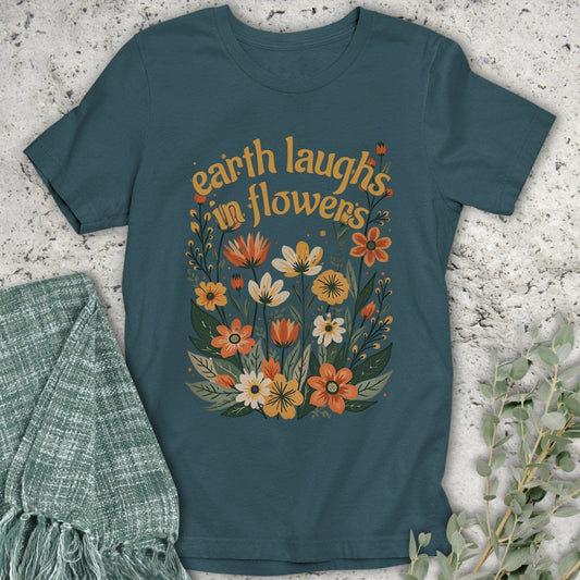 Stepping Green T-Shirt Earth Laughs Boho Organic T-Shirt