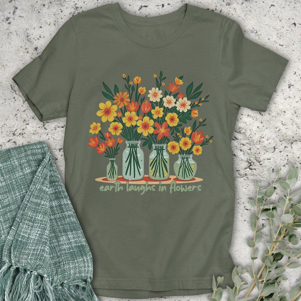 Stepping Green T-Shirt Earth Laughs Vases T-Shirt