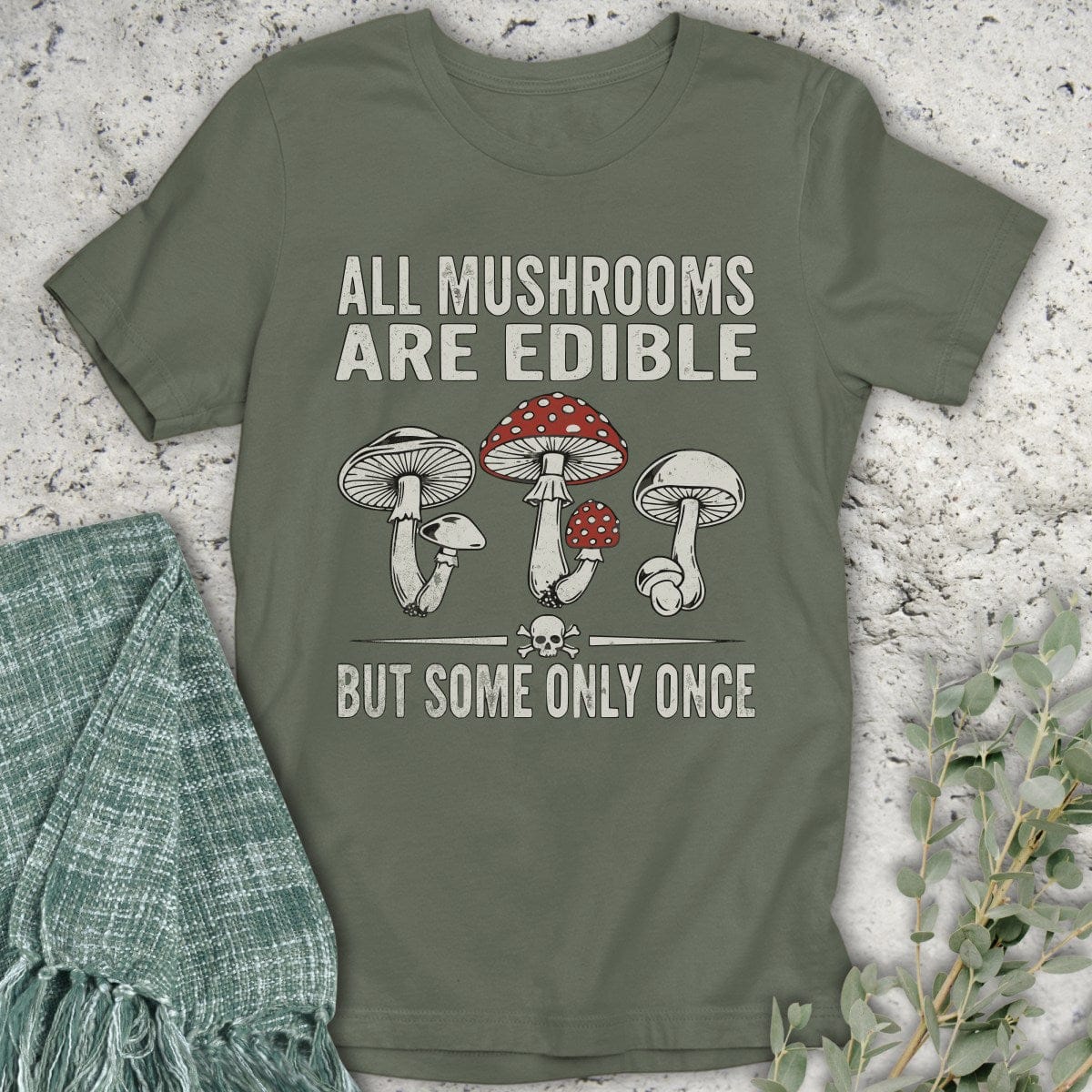 Stepping Green T-Shirt Edible Mushrooms Organic T-Shirt