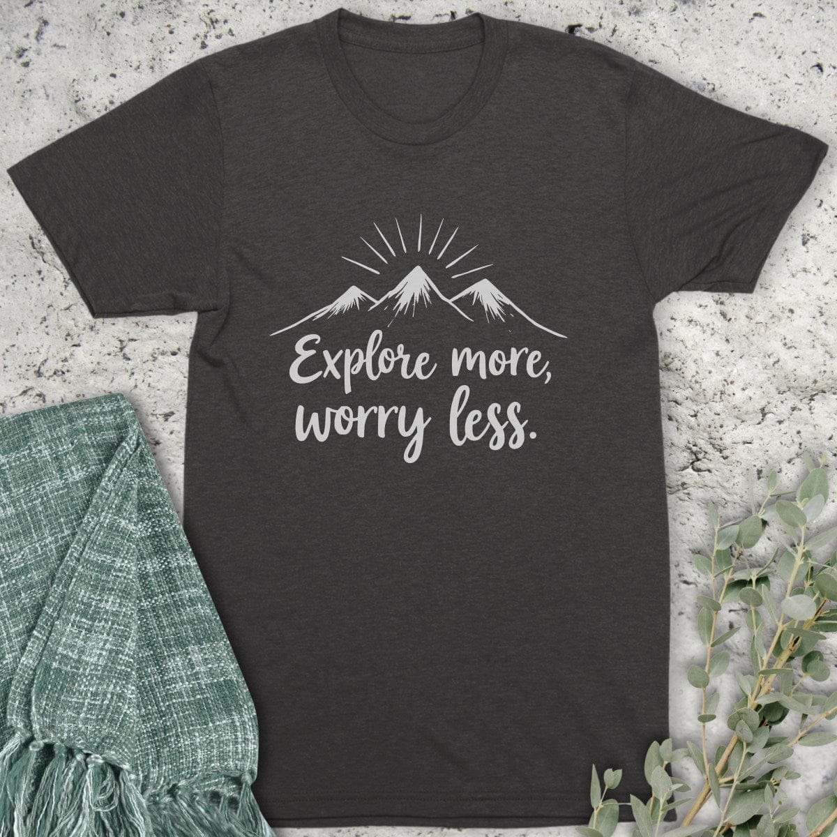 Stepping Green T-Shirt Explore More Worry Less Organic T-Shirt