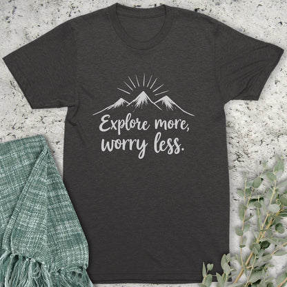 Stepping Green T-Shirt Explore More Worry Less Organic T-Shirt
