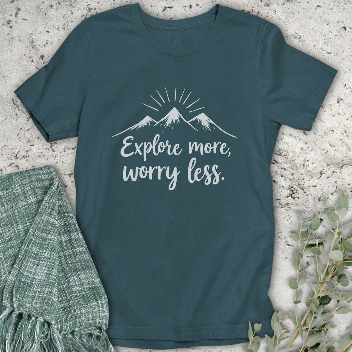 Stepping Green T-Shirt Explore More Worry Less Organic T-Shirt