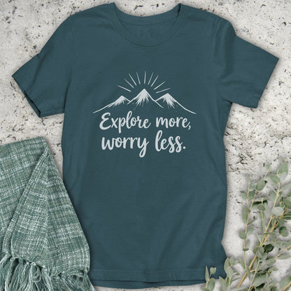 Stepping Green T-Shirt Explore More Worry Less Organic T-Shirt