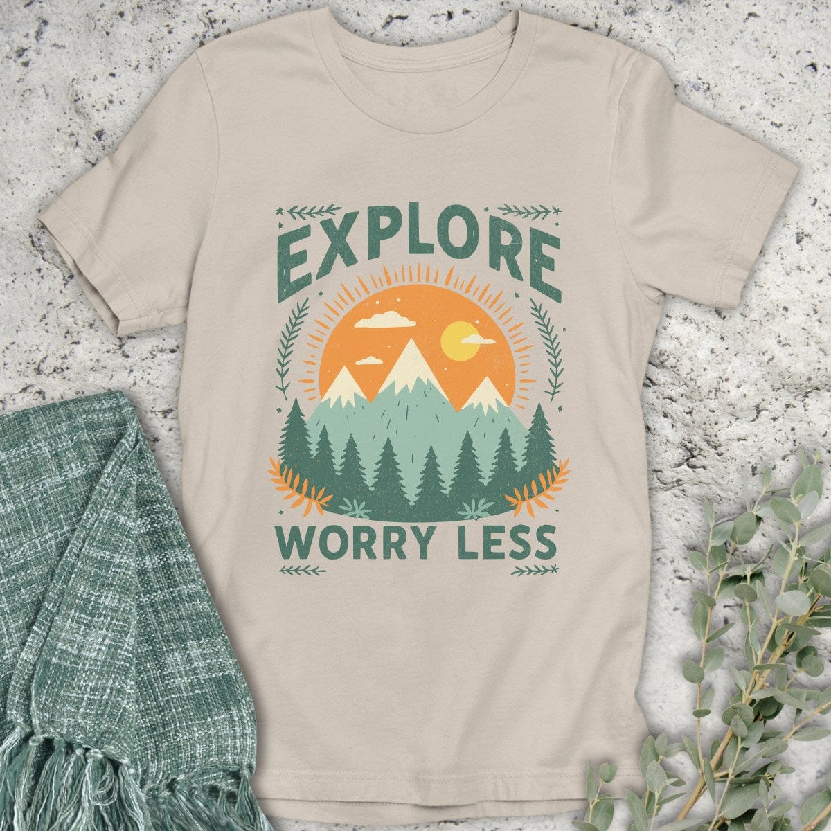 Stepping Green T-Shirt Explore Worry Less T-Shirt