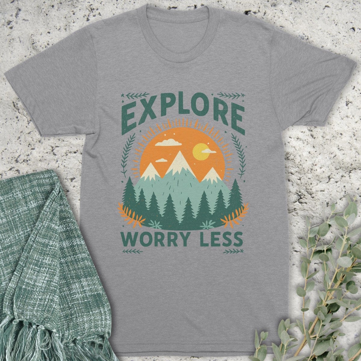 Stepping Green T-Shirt Explore Worry Less T-Shirt