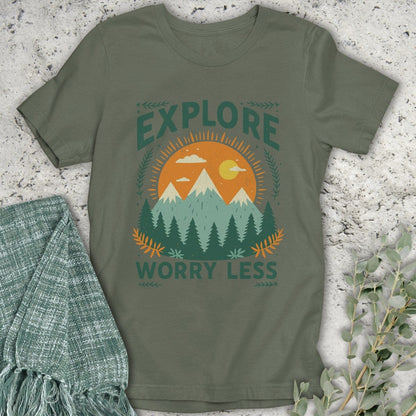 Stepping Green T-Shirt Explore Worry Less T-Shirt