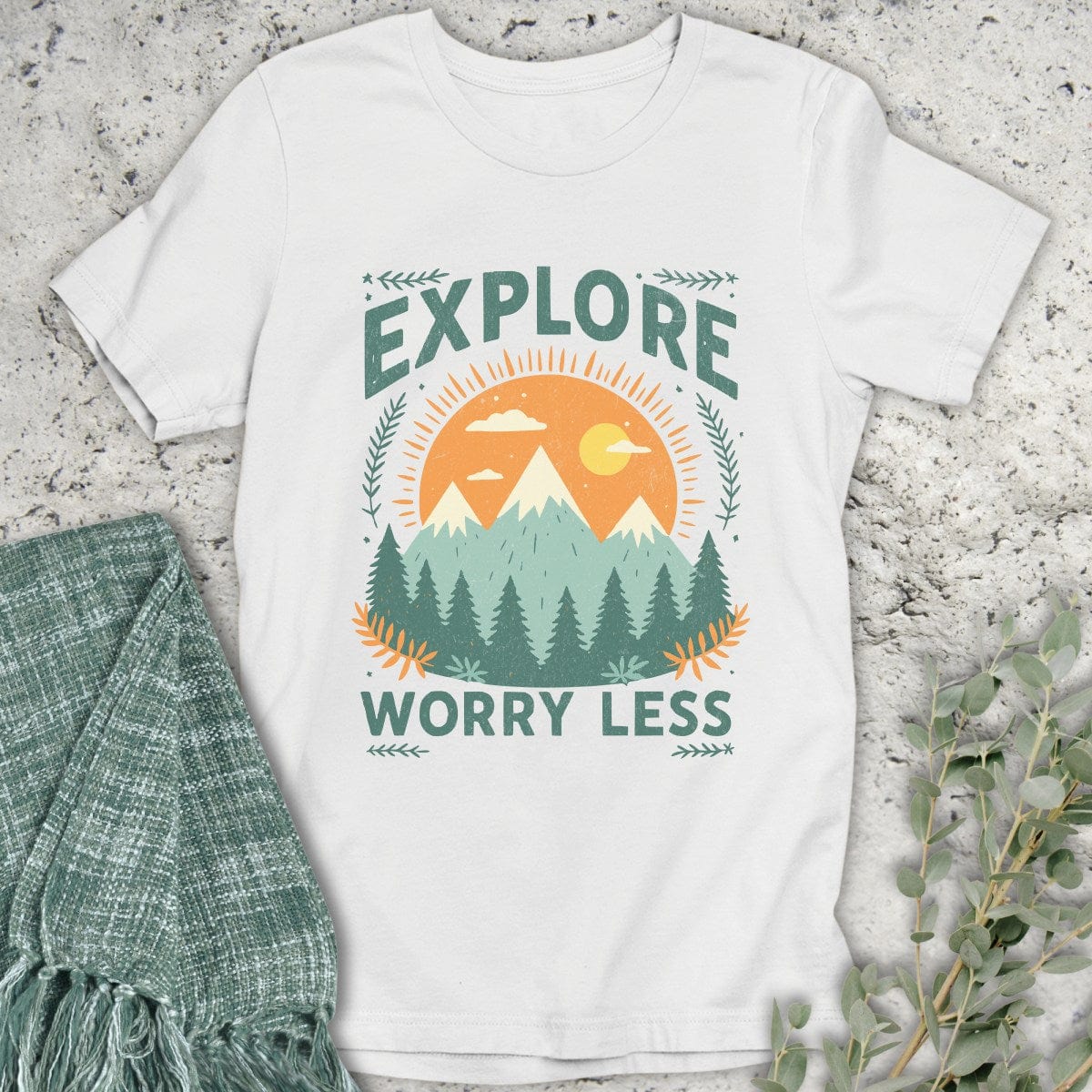 Stepping Green T-Shirt Explore Worry Less T-Shirt