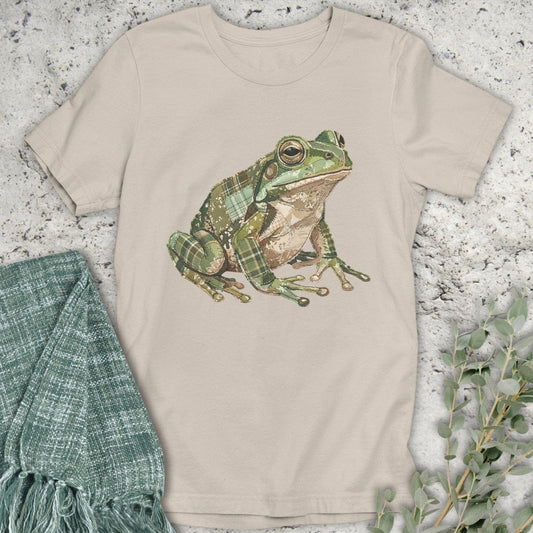 Stepping Green T-Shirt Faux Patchwork Frog T-Shirt