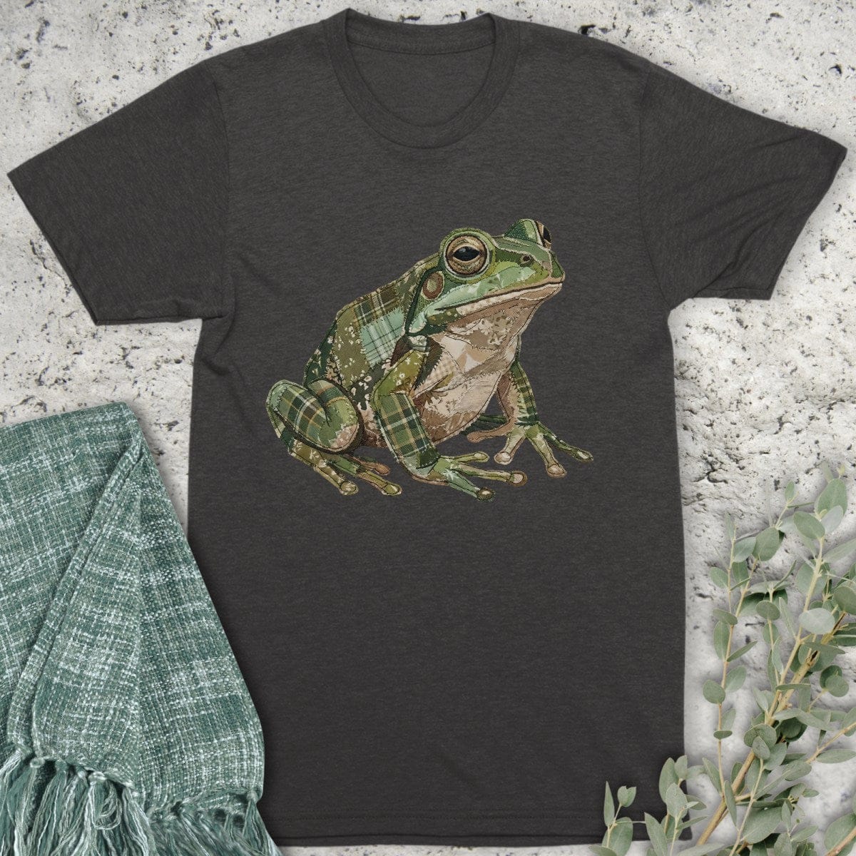 Stepping Green T-Shirt Faux Patchwork Frog T-Shirt