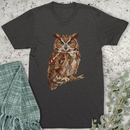 Stepping Green T-Shirt Faux Patchwork Owl T-Shirt
